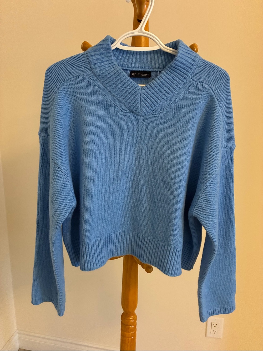 GAP Women's V-Neck Sweater in Light Blue